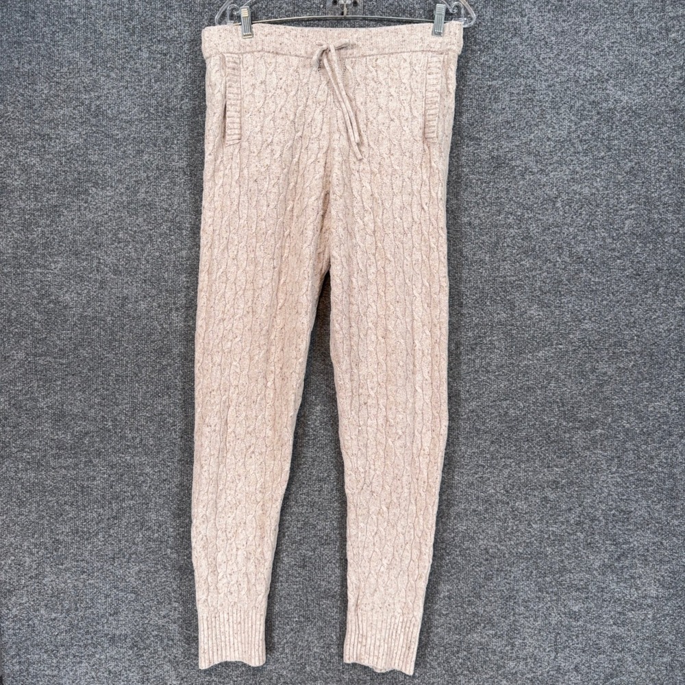 Auden Joggers Women Medium Beige Cable Knit Speckled Loungewear Pajama Pants